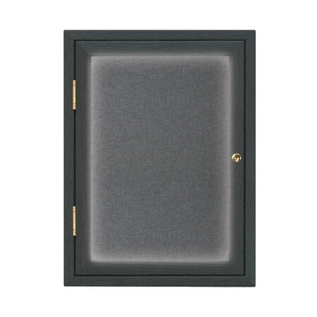 United Visual Products Single Door Enclosed Radius EZ Tack Board, 36"x36", Header, Gold/White UV7012EZ-WHITE-GOLD